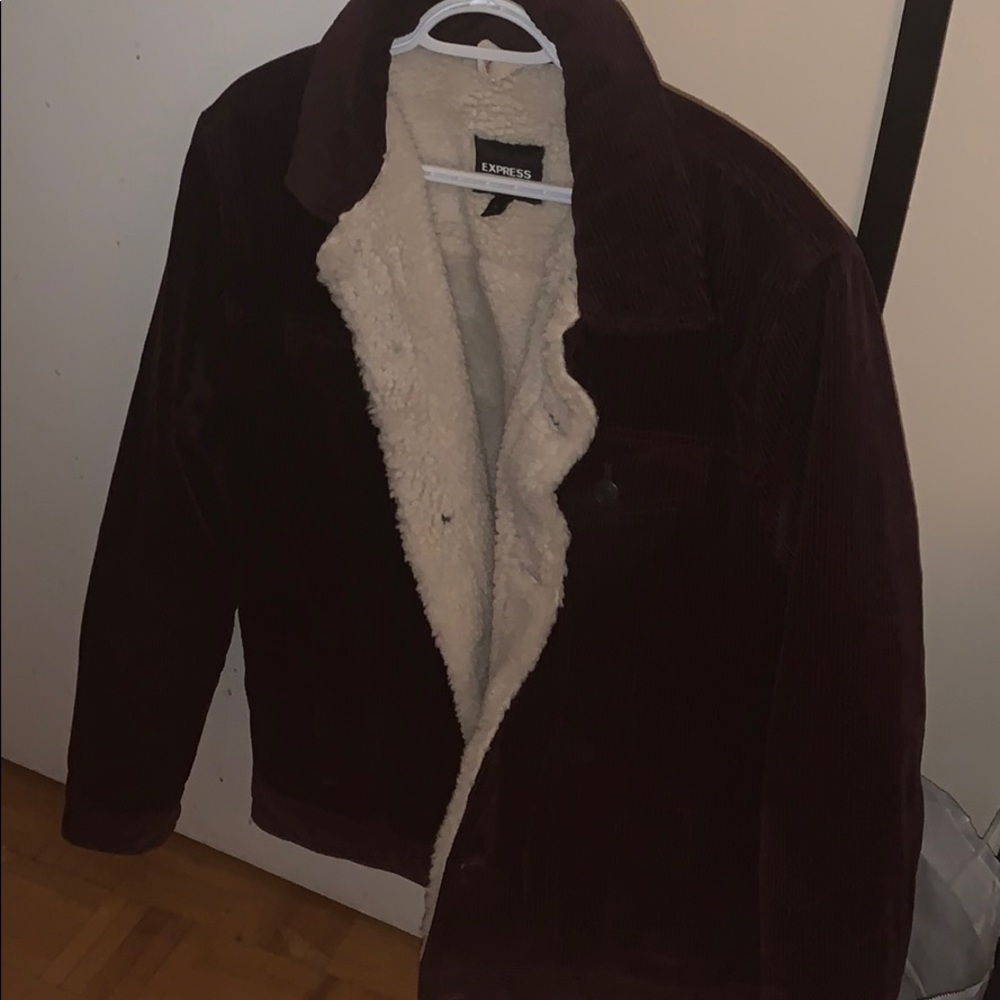 Express Men - Burgundy Corduroy Trucker Jacket